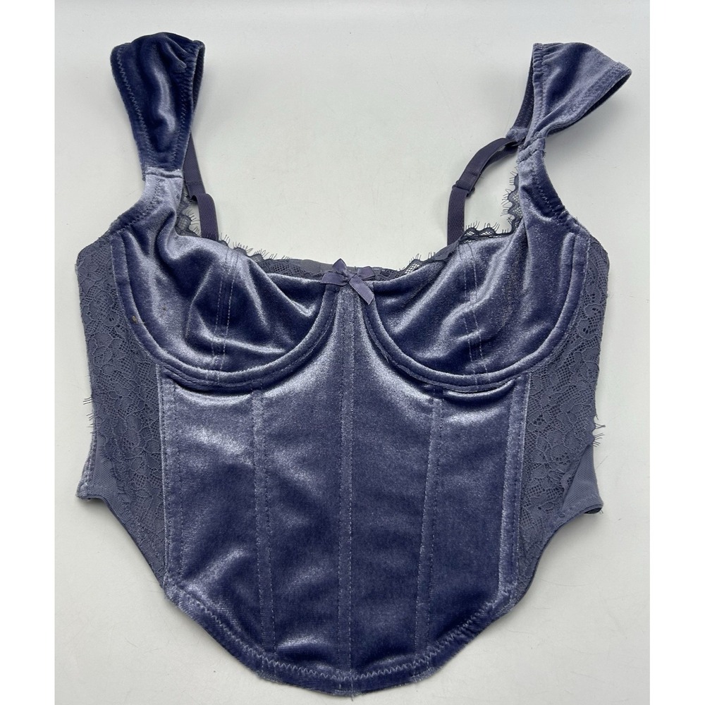 Garage Velvet Corset Top Women XS Fairy Grunge Whimsigoth Purple Velour Festival